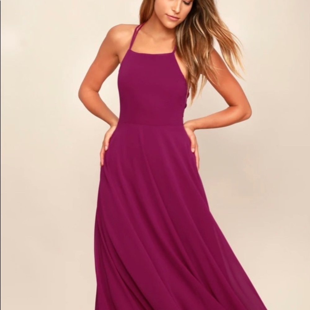 Strapless Magenta Maxi Dress